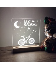 Lámpara infantil en metacrilato transparente con base de madera - modelo cuna