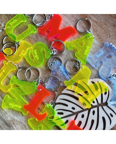 Llaveros de metacrilato personalizados con nombre en forma de inicial